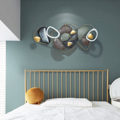 HMR - Creative Metal Stone Wall Decor in 53.1"L x 25.5"H
