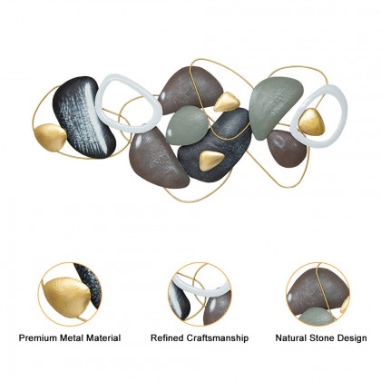 HMR - Creative Metal Stone Wall Decor in 53.1"L x 25.5"H