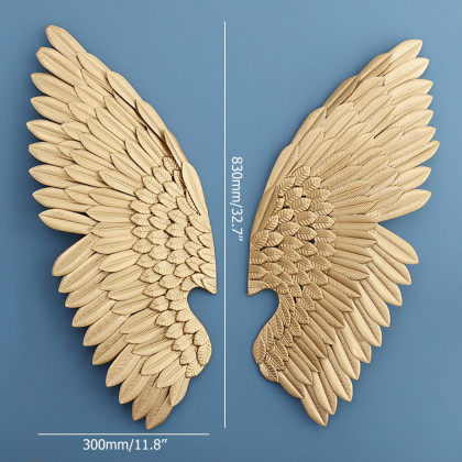 HMR - 2 Pieces Wing Wall Decor Home Art in Gold