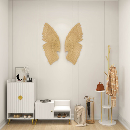 HMR - 2 Pieces Wing Wall Decor Home Art in Gold