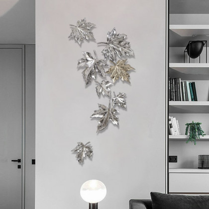 HMR - 8 Pieces 3D Maple Leaves Home Wall Decor in Gold