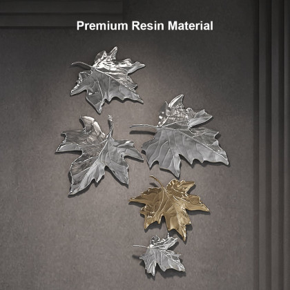 HMR - 8 Pieces 3D Maple Leaves Home Wall Decor in Gold