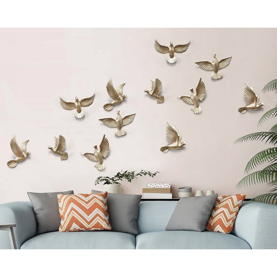 HMR Flocking Birds Wall Decor (Set of 6) - Gold, DIY Combination