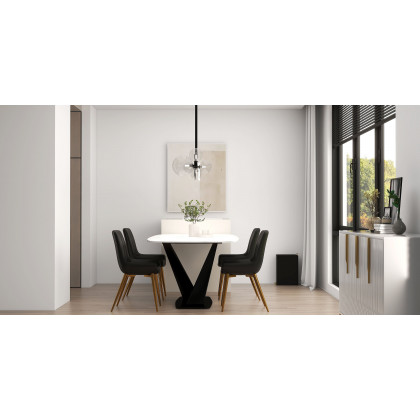 HMR - Modern 78.7" Rectangle Dining Table for 6-8 People in Black, Sintered Stone