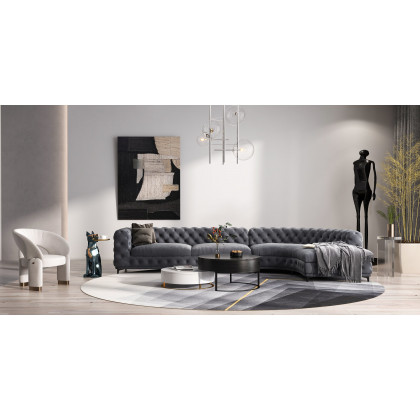 HMR Nesnesis Series Modern Round Nesting Coffee Table with Drawers - White/Black