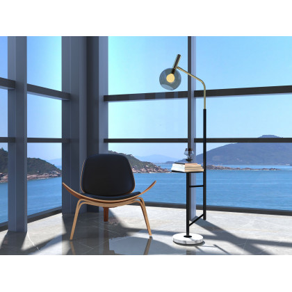 HMR Leather Walnut Tripod Accent Chair - Black