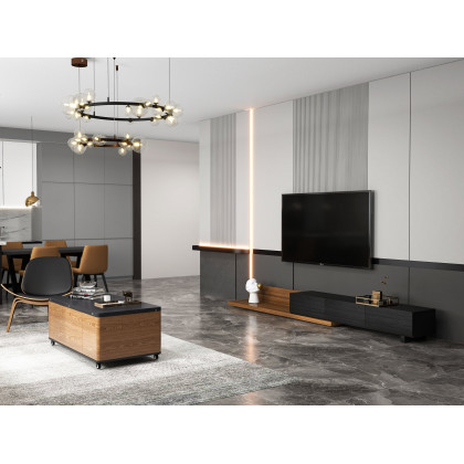 HMR Leather Walnut Tripod Accent Chair - Black