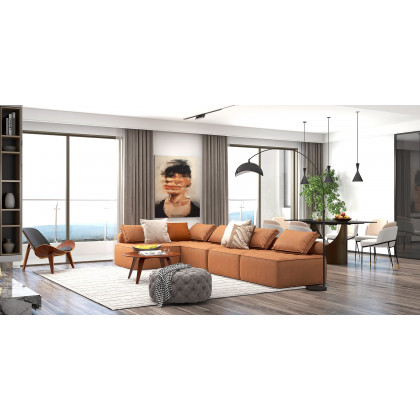 HMR Leather Walnut Tripod Accent Chair - Black