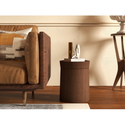 HMR Small Cottage Round Side Table - Walnut, Wood