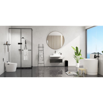 HMR Modern 35" Bathroom Vanity Set with Sink - White/Black