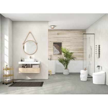 HMR Modern 39" Bathroom Vanity Set with Sink - White/Natural