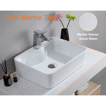 HMR Modern 35" Bathroom Vanity Set with Sink - White/Natural