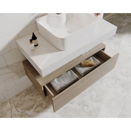 HMR Modern 35" Bathroom Vanity Set with Sink - White/Natural