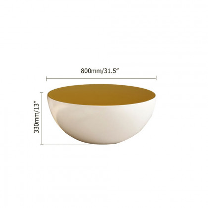 HMR Modern Round Coffee Table with Yellow Top - Black/White