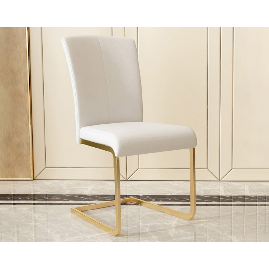 HMR Modern Dining Chairs with PU Leather Upholstery (Set of 2) - White