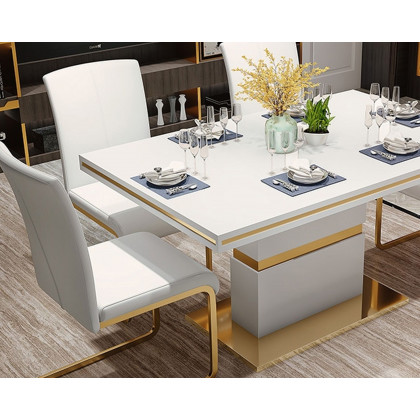 HMR Modern Dining Chairs with PU Leather Upholstery (Set of 2) - White