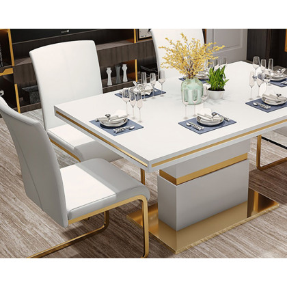 HMR Modern Dining Chairs with PU Leather Upholstery (Set of 2) - White
