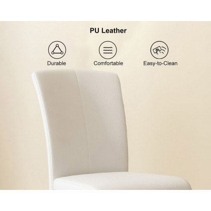 HMR Modern Dining Chairs with PU Leather Upholstery (Set of 2) - White