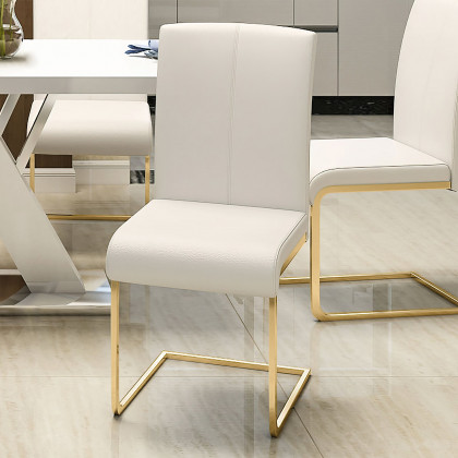 HMR Modern Dining Chairs with PU Leather Upholstery (Set of 2) - White