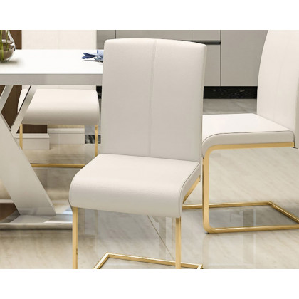 HMR Modern Dining Chairs with PU Leather Upholstery (Set of 2) - White