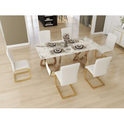 HMR Modern Dining Chairs with PU Leather Upholstery (Set of 2) - White