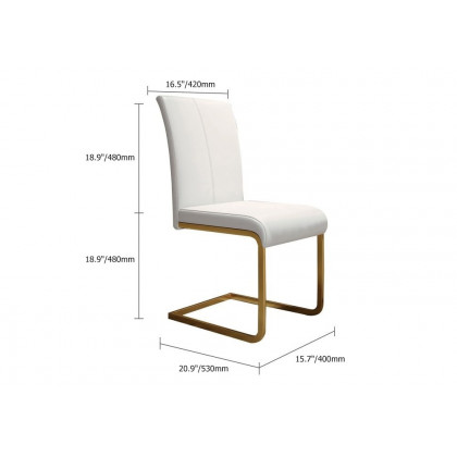 HMR Modern Dining Chairs with PU Leather Upholstery (Set of 2) - White