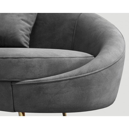 HMR Modern 83" Curved Sofa with Velvet Upholstery and Toss Pillow - Gray