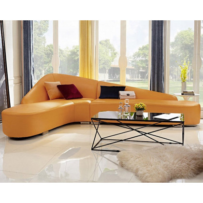 HMR - Modern 6-Seater L-Shaped Corner Faux Leather Upholstery Sectional Sofa