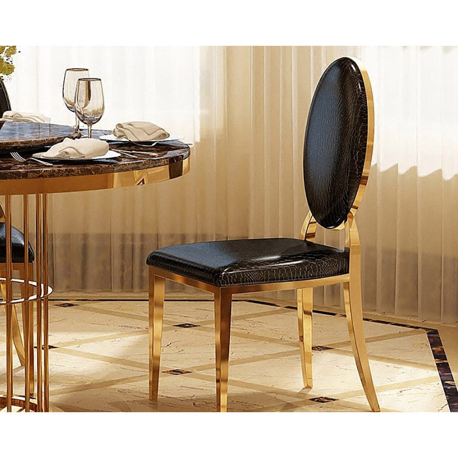 HMR Luxury Modern Dining Chairs with PU Leather Upholstery (Set of 2) - Black