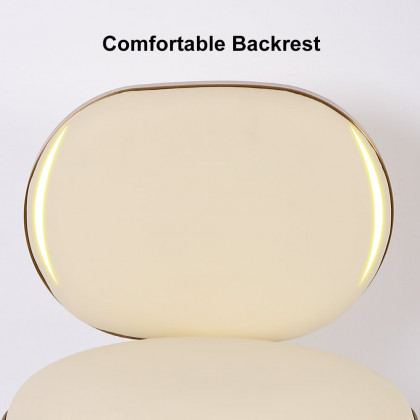 HMR - Modern Upholstery Round Faux Leather Counter Stool with Back in Beige