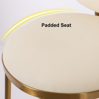 HMR - Modern Upholstery Round Faux Leather Counter Stool with Back in Beige