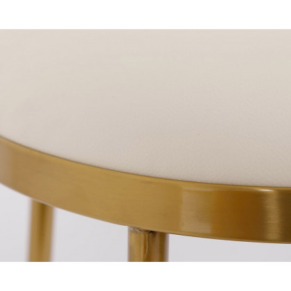 HMR - Modern Upholstery Round Faux Leather Counter Stool with Back in Beige