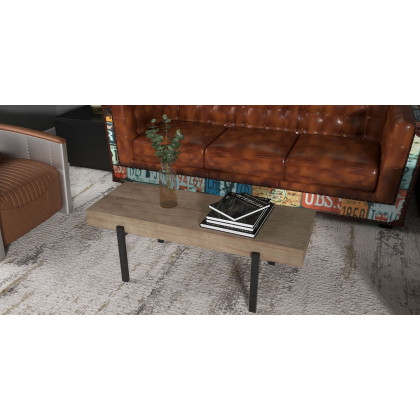 HMR - Industrial Loft 3-Seater Tufted Upholstered Sofa in Brown