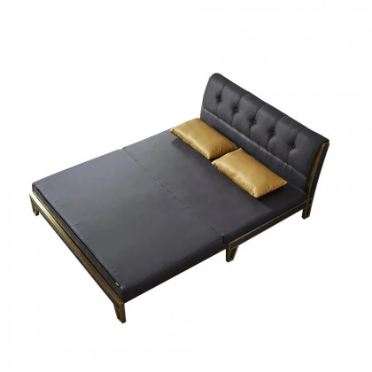 HMR - Convertible Sofa Bed Tufted Faux Leather Upholstery in 59.1"W