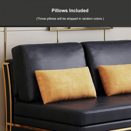 HMR - Convertible Sofa Bed Tufted Faux Leather Upholstery in 59.1"W