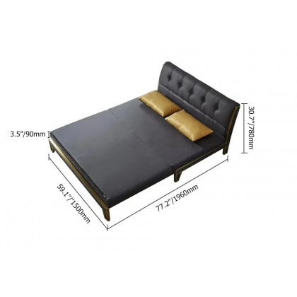 HMR - Convertible Sofa Bed Tufted Faux Leather Upholstery in 59.1"W