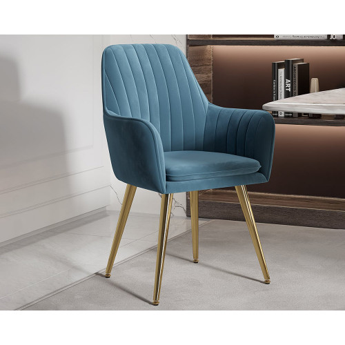 HMR Modern Dining Chairs with Velvet Upholstery (Set of 2) - Blue