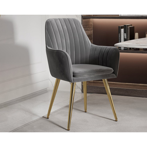 HMR Modern Dining Chairs with Velvet Upholstery (Set of 2) - Gray