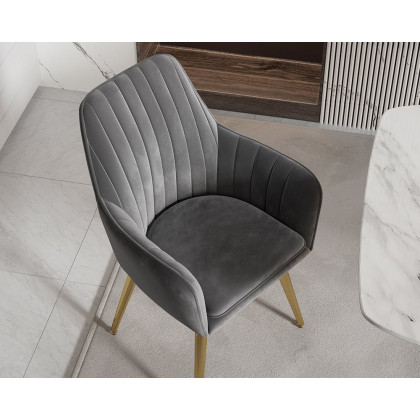 HMR Modern Dining Chairs with Velvet Upholstery (Set of 2) - Gray