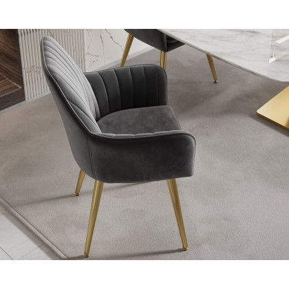 HMR Modern Dining Chairs with Velvet Upholstery (Set of 2) - Gray