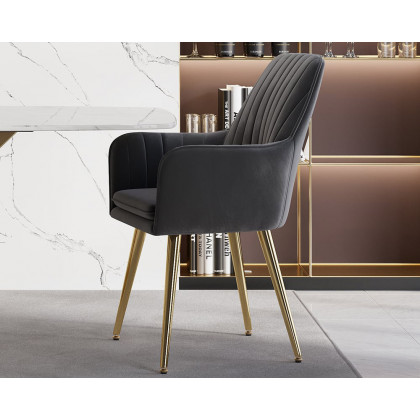 HMR Modern Dining Chairs with Velvet Upholstery (Set of 2) - Gray