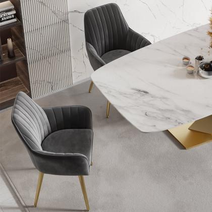 HMR Modern Dining Chairs with Velvet Upholstery (Set of 2) - Gray