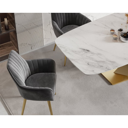 HMR Modern Dining Chairs with Velvet Upholstery (Set of 2) - Gray