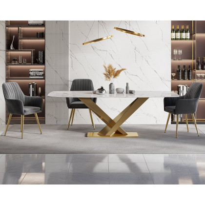 HMR Modern Dining Chairs with Velvet Upholstery (Set of 2) - Gray