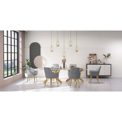 HMR Modern Dining Chairs with Velvet Upholstery (Set of 2) - Gray