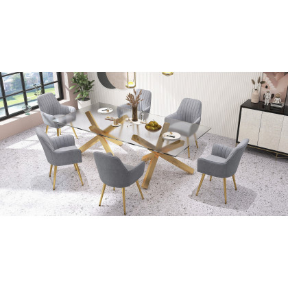 HMR Modern Dining Chairs with Velvet Upholstery (Set of 2) - Gray