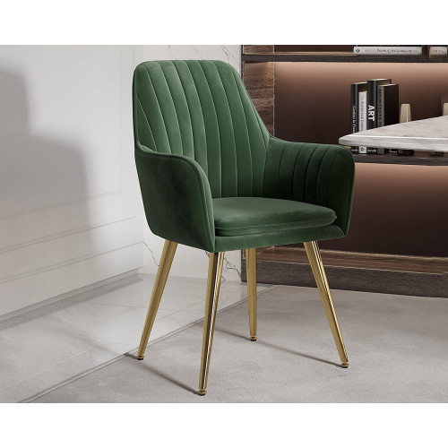 HMR Modern Dining Chairs with Velvet Upholstery (Set of 2) - Green