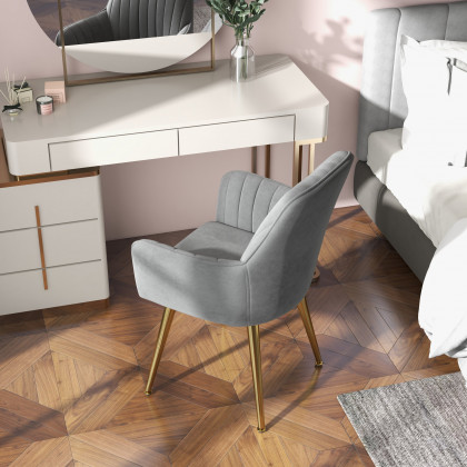 HMR Modern Dining Chairs with Velvet Upholstery (Set of 2) - Light Gray