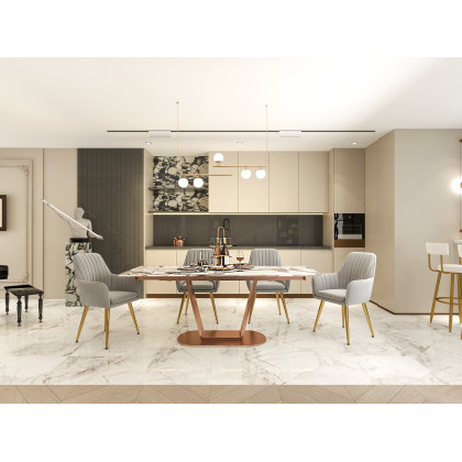 HMR Modern Dining Chairs with Velvet Upholstery (Set of 2) - Light Gray