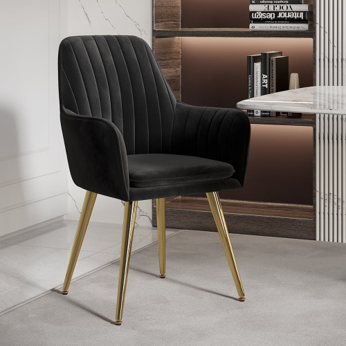 HMR Modern Dining Chairs with Velvet Upholstery (Set of 2) - Black